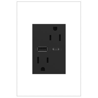 Legrand - ARTRUSB156ACG4 - adorne - 15A Tamper-Resistant Ultra-Fast USB Type-A/C Outlet - Graphite
