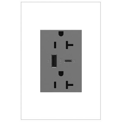 Legrand - ARTRUSB206ACM4 - adorne - 20A Tamper-Resistant Ultra-Fast USB Type-A/C Outlet - Magnesium