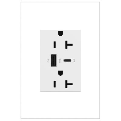 Legrand - ARTRUSB206ACW4 - adorne - 20A Tamper-Resistant Ultra-Fast USB Type-A/C Outlet - White
