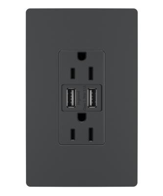 Legrand - TM826USBGCCV4 - radiant - 15A Tamper-Resistant USB Outlet - Graphite