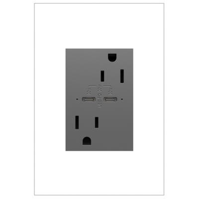 Legrand - ARTRUSB15PD30M4 - adorne - 15A Tamper-Resistant Ultra-Fast Plus Power Delivery USB Type-C/C Outlet, Plus-Size - Magnesium