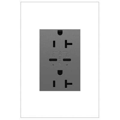 Legrand - ARTRUSB20PD30M4 - adorne - 20A Tamper-Resistant Ultra-Fast Plus Power Delivery USB Type-C/C Outlet, Plus-Size - Magnesium