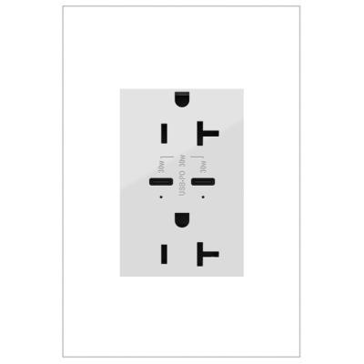 Legrand - ARTRUSB20PD30W4 - adorne - 20A Tamper-Resistant Ultra-Fast Plus Power Delivery USB Type-C/C Outlet, Plus-Size - White
