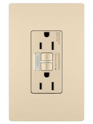 Legrand - 1597NTLTRI - radiant - Tamper-Resistant 15A Duplex Self-Test GFCI Receptacles with SafeLock Protection and Night Light - Ivory