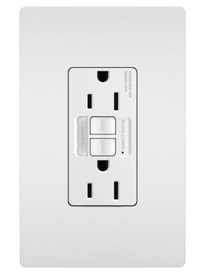 Legrand - 1597NTLTRW - radiant - Tamper-Resistant 15A Duplex Self-Test GFCI Receptacles with SafeLock Protection and Night Light - White