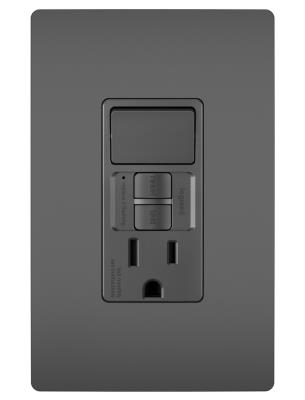 Legrand - 1597SWTTRBKCCD4 - radiant - Combination Single Pole Switch and Tamper-Reistant 15A Duplex Self-Test GFCI Receptacles w SafeLock - Black