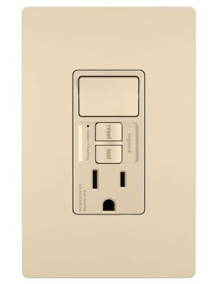 Legrand - 1597SWTTRICCD4 - radiant - Combination Single Pole Switch and Tamper-Reistant 15A Duplex Self-Test GFCI Receptacles w SafeLock - Ivory