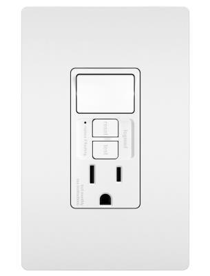 Legrand - 1597SWTTRWCCD4 - radiant - Combination Single Pole Switch and Tamper-Reistant 15A Duplex Self-Test GFCI Receptacles w SafeLock - White