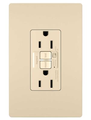 Legrand - 1597TRAI - radiant - Tamper-Resistant 15A Duplex Self-Test GFCI Receptacles with Audible Alarm and SafeLock Protection - Ivory