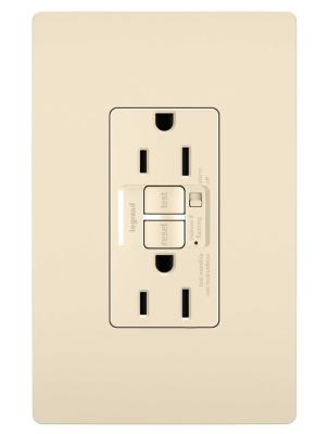 Legrand - 1597TRALA - radiant - Tamper-Resistant 15A Duplex Self-Test GFCI Receptacles with Audible Alarm and SafeLock Protection - Light Almond