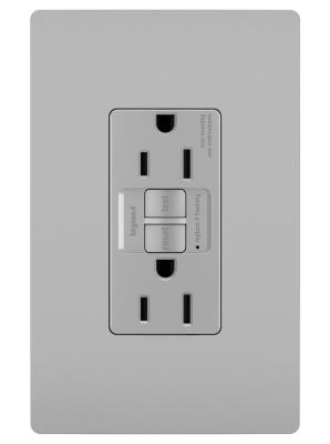 Legrand - 1597TRGRY - radiant - Tamper-Resistant 15A Duplex Self-Test GFCI Receptacles with SafeLock Protection - Gray