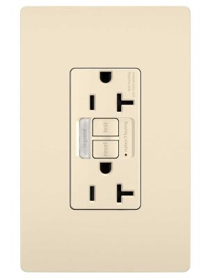 Legrand - 2097NTLTRLA - radiant - Tamper-Resistant 20A Duplex Self-Test GFCI Receptacles with SafeLock Protection and Night Light - Light Almond