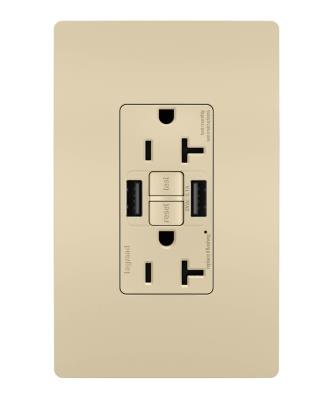 Legrand - 2097TRUSBAAI - radiant - Tamper-Resistant 20A Duplex Self-Test GFCI Receptacles with SafeLock Protection, Type A/A Outlet - Ivory