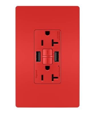 Legrand - 2097TRUSBAARED - radiant - Tamper-Resistant 20A Duplex Self-Test GFCI Receptacles with SafeLock Protection, Type A/A Outlet - Red