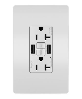 Legrand - 2097TRUSBAAW - radiant - Tamper-Resistant 20A Duplex Self-Test GFCI Receptacles with SafeLock Protection, Type A/A Outlet - White