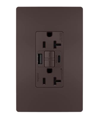 Legrand - 2097TRUSBACDBC4 - radiant - Tamper-Resistant 20A Duplex Self-Test GFCI Receptacles with SafeLock Protection, Type A/C Outlet - Dark Bronze