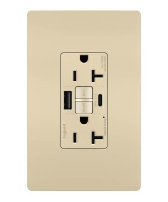 Legrand - 2097TRUSBACI - radiant - Tamper-Resistant 20A Duplex Self-Test GFCI Receptacles with SafeLock Protection, Type A/C Outlet - Ivory