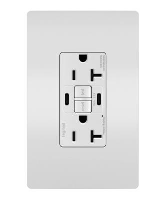 Legrand - 2097TRUSBCCW - radiant - Tamper-Resistant 20A Duplex Self-Test GFCI Receptacles with SafeLock Protection, Type C/C Outlet - White