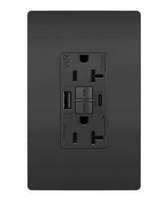 Legrand - 2097TRWRUSBACBK - radiant - Tamper Weather-Resistant 20A Duplex Self-Test GFCI Receptacles w SafeLock, Type A/C Outlet - Black