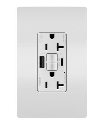 Legrand - 2097TRWRUSBACW - radiant - Tamper-Resistant Weather-Resistant Duplex Self-Test GFCI with USB Type A/C Outlet - White