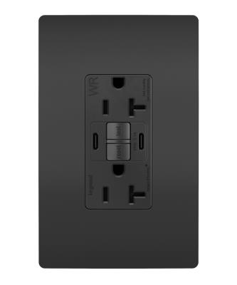 Legrand - 2097TRWRUSBCCBK - radiant - Tamper-Resistant Weather-Resistant Duplex Self-Test GFCI with USB Type A/C Outlet - Black