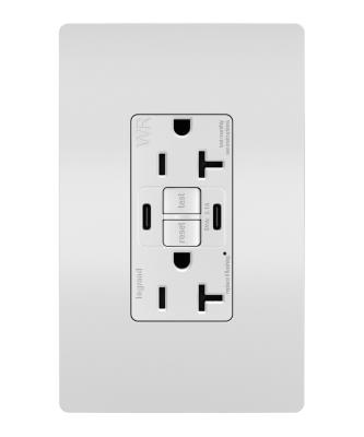 Legrand - 2097TRWRUSBCCW - radiant - Tamper-Resistant Weather-Resistant Duplex Self-Test GFCI with USB Type C/C Outlet - White