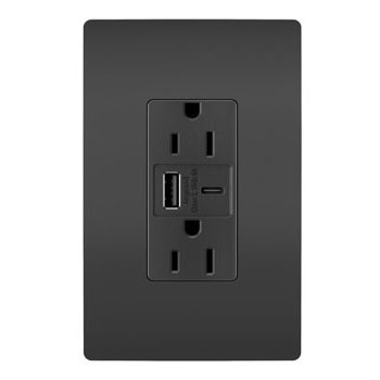 Legrand - R26USBAC6BK - radiant - 15A Tamper-Resistant Ultra-Fast USB Type A/C Outlet - Black