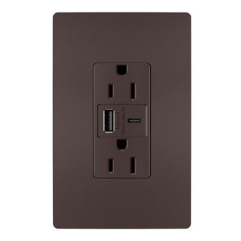 Legrand - R26USBAC6DBCCV4 - radiant - 15A Tamper-Resistant Ultra-Fast USB Type A/C Outlet - Dark Bronze