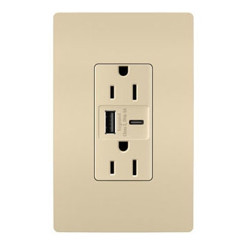 Legrand - R26USBAC6I - radiant - 15A Tamper-Resistant Ultra-Fast USB Type A/C Outlet - Ivory