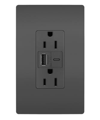 Legrand - R26USBACBK - radiant - 15A Tamper-Resistant USB Type A/C Outlet - Black