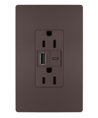 Legrand - R26USBACDBCCV4 - radiant - 15A Tamper-Resistant USB Type A/C Outlet - Dark Bronze