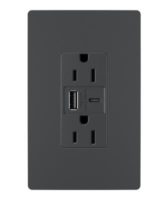 Legrand - R26USBACG - radiant - 15A Tamper-Resistant USB Type A/C Outlet - Graphite