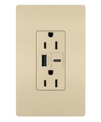 Legrand - R26USBACI - radiant - 15A Tamper-Resistant USB Type A/C Outlet - Ivory