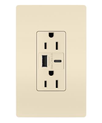 Legrand - R26USBACLA - radiant - 15A Tamper-Resistant USB Type A/C Outlet - Light Almond
