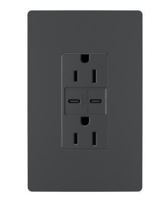Legrand - R26USBCC6G - radiant - 15A Tamper-Resistant Ultra-Fast USB Type C/C Outlet - Graphite