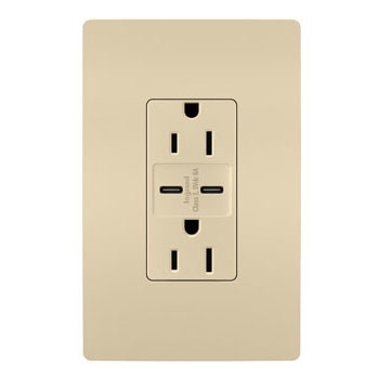 Legrand - R26USBCC6I - radiant - 15A Tamper-Resistant Ultra-Fast USB Type C/C Outlet - Ivory