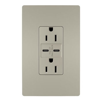 Legrand - R26USBCC6NICCV4 - radiant - 15A Tamper-Resistant Ultra-Fast USB Type C/C Outlet - Nickel