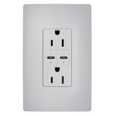 Legrand - R26USBPD65GRY - radiant - 65W USB Outlet, Type C, 15A, Tamper-Resistant - Gray