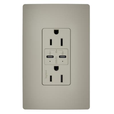 Legrand - R26USBPD65NICC6 - radiant - 65W USB Outlet, Type C, 15A, Tamper-Resistant - Nickel