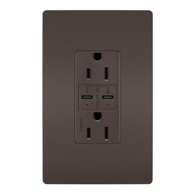 Legrand - R26USBPDCC6 - radiant - 15A Tamper Resistant Ultra Fast PLUS Power Delivery USB Type C/C Outlet - Brown