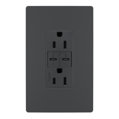 Legrand - R26USBPDGCC6 - radiant - 15A Tamper Resistant Ultra Fast PLUS Power Delivery USB Type C/C Outlet - Graphite