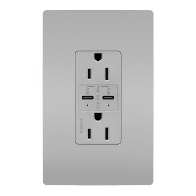 Legrand - R26USBPDGRY - radiant - 15A Tamper Resistant Ultra Fast PLUS Power Delivery USB Type C/C Outlet - Gray