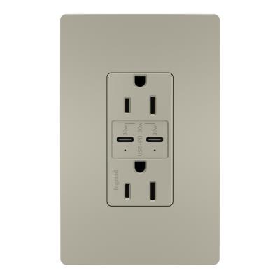 Legrand - R26USBPDNICC6 - radiant - 15A Tamper Resistant Ultra Fast PLUS Power Delivery USB Type C/C Outlet - Nickel