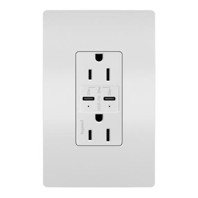 Legrand - R26USBPDW - radiant - 15A Tamper Resistant Ultra Fast PLUS Power Delivery USB Type C/C Outlet - White
