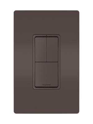 Legrand - RCD113 - radiant - Two Single-Pole Switches & Single Pole/3-Way Switch - Brown