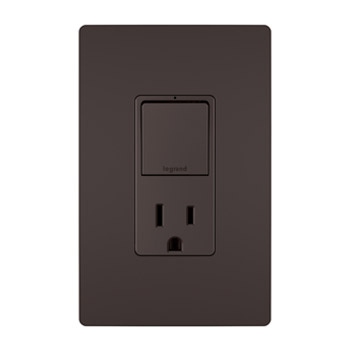 Legrand - RCD38TR - radiant - Single-Pole/3-Way Switch with 15A Tamper-Resistant Outlet - Brown