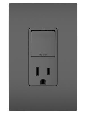 Legrand - RCD38TRBK - radiant - Single Pole/3-Way Switch with 15A Tamper-Resistant Outlet - Black