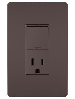 Legrand - RCD38TRDBCC6 - radiant - Single Pole/3-Way Switch with 15A Tamper-Resistant Outlet - Dark Bronze