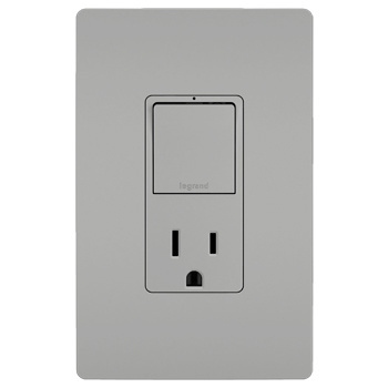 Legrand - RCD38TRGRY - radiant - Single Pole/3-Way Switch with 15A Tamper-Resistant Outlet - Gray