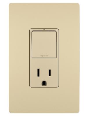Legrand - RCD38TRI - radiant - Single Pole/3-Way Switch with 15A Tamper-Resistant Outlet - Ivory